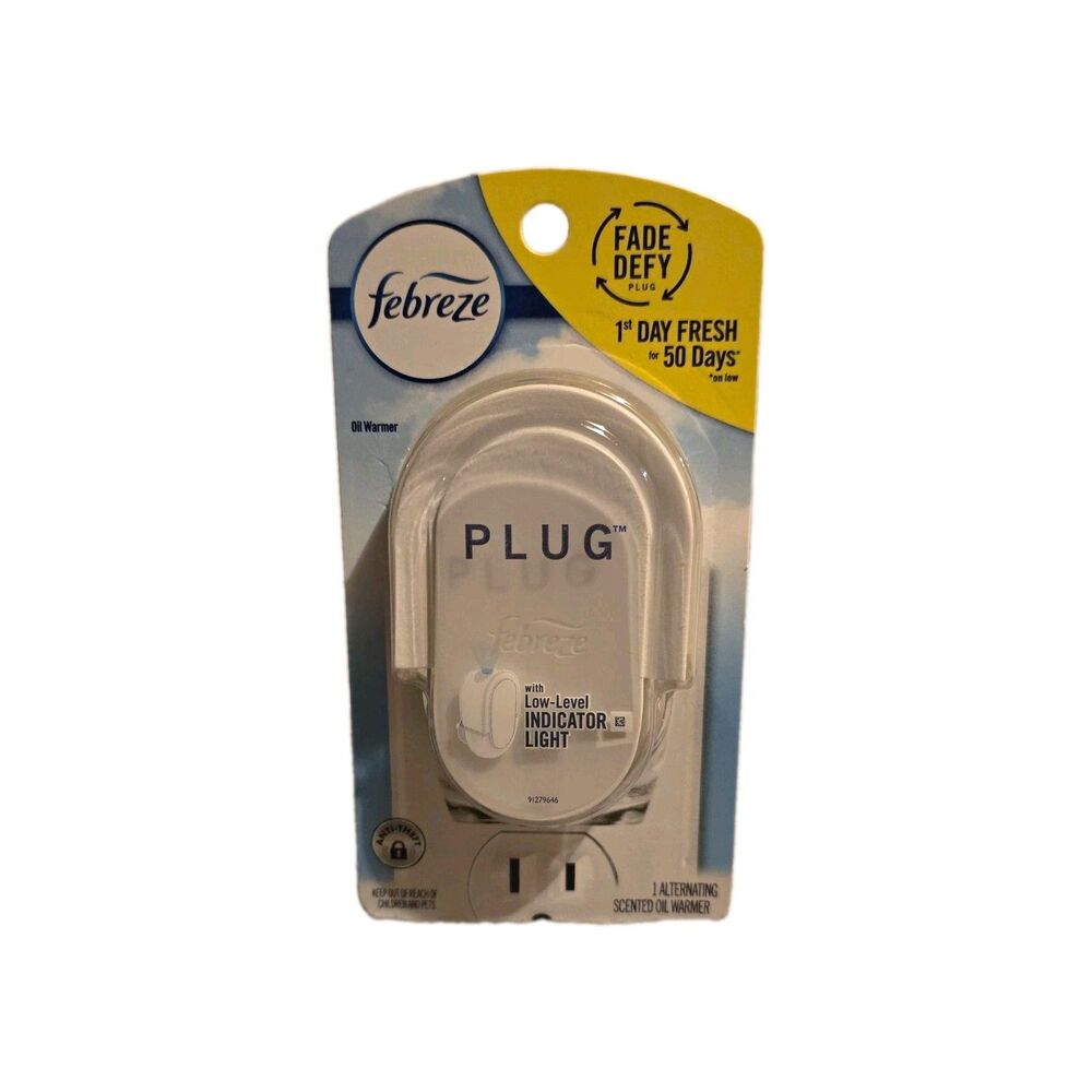 Febreze PLUG Oil Warmer Plug-In Unit, Low-Level Indicator Light, White 1 Pack
